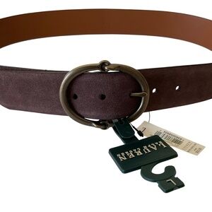 Lauren Ralph Lauren brown suede leather belt brass buckle